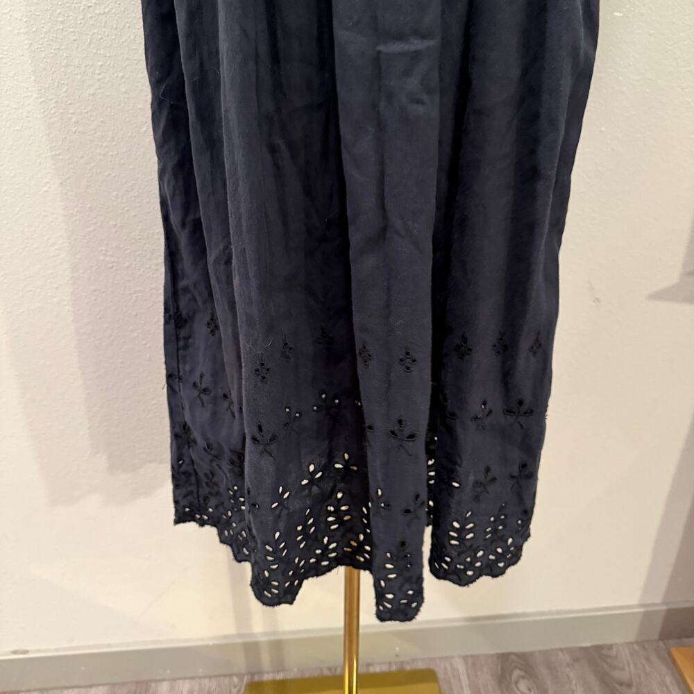 Madewell Black Eyelet Nightbreeze Midi Dress Linen Cotton 2 Coquette Chic Boho - Picture 6 of 11